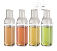 4 Pezzi Barattolo per Olio in Vetro 500ml con e Chiusura , Barattolo per Olio Senza Appendere, Bottiglia per Salsa di Soia, e Condimenti con a Gravità e per Condimenti, Bottiglia per Olio da Cucina