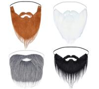 4 Pezzi Barbe Finte Baffi Finti False Baffi Divertenti Finti Funny Moustache per Halloween Gioco Costume Festival Vestire Viso Capelli Travestimento