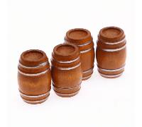 4 pezzi Barile di legno vintage, accessori in miniatura per la scena del bar della casa delle bambole, secchio di legno realistico, botte da birra, decorazione per casa delle bambole, decorazione per 