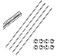 4 Pezzi Barra Filettata in Acciaio Inox M5 x 200 mm con 8 M5 Dadi Esagonali, Completamente Filettati Aste per Assemblaggio Mobili Macchinari, Produzione Industriale, Passo Filettatura 0.8mm, Argento