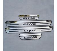 4 Pezzi Battitacco Auto per Hon-da Civic 10th 2016-2022, Inossidabile Antiscivolo AntiGraffio Soglia della Porta calciere Protezioni del Pedale dello Car Styling Accessorio