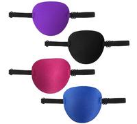 4 Pezzi Benda Occhio Singolo, Patch Occhi Regolabili, Benda Sull'occhio 3D, Bende Occhi, Bende Occhi Pirati, Adatto per Alleviare L'ambliopia o Strabismo Negli Adulti e Bambini (Quattro Colori)