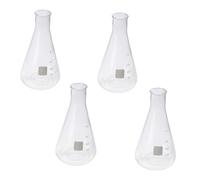4 Pezzi Beuta Erlenmeyer in Vetro Borosilicato Spesso, Scala Chiara | Esperimenti Scolastici e Lezioni di Chimica, senza Sbavature e Bolle, Misura Sicura
