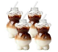 4 Pezzi Bicchiere Da Cocktail A Forma Di Orso, 320 Ml Tazza Con Cannuccia A Forma Di Orso, Tazza Da Caffè A Forma Di Orso Con Cannuccia, Juice Bear Cup Per Caffè, Birra, Vino, Cocktail, Bevande