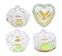 4 Pezzi Bicchiere di Vetro per Unghie Crystal Cup per Nail Art | Contenitore Ricaricabile per Polvere, Uso Professionale e Scuola Nail Art, Vetro Trasparente