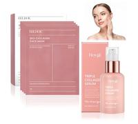 4 Pezzi Bio Collagen Mask, con Siero Collagene Peptide, Bio Collagen Real Deep Mask, Riduce le Linee Sottili e Le Rughe, Minimizzare I Pori, Migliorare L'elasticità, Idratare e Rassodare la Pelle