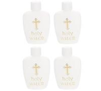 4 Pezzi Boccetta D’acqua Santa 60ml Bianca Tappo a Vite Sicuro | Ricaricabile, per Acqua Santa e Piccoli Campioni Liquidi, Logo e Motivo Croce, per Preghiera