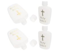 4 Pezzi Boccetta per Acqua Santa 60ml Bianca Tappo a Vite Sicuro | Riutilizzabile, per Piccole Dosi e Preparazione al Battesimo, Logo e Croce, per Altare Domestico