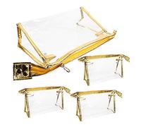 4 Pezzi Borsa Cosmetica Trasparente in PVC con Cerniera | Oro, Uso a Scuola e Casa, per Rossetti e Articoli Toilette, per Trovare Tutto Subito