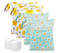 4 Pezzi Borsa per Pannolini Lavabili, Wetbag Pannolini Lavabili con Cerniera, Sacchetto Impermeabile per Pannolini, Wet Bag Pannolini, Buste Porta Pannolini, Borsetta per Pannolini, Riutilizzabile