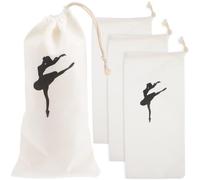 4 Pezzi Borsa per Scarpe in Tela da Punta Balletto Coulisse | Leggera e Facile da Pulire, Accesso Rapido, Uso Dentro Un'altra Borsa, per Ragazze e Genitori
