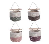 4 Pezzi Borsa Portaoggetti da Parete in Cotone Lino 4 Tasche Grandi | Capacità Ampia, Riutilizzabile e Salvaspazio, Facile da Lavare e Pulire, per Casa e Armadietto