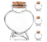 4 Pezzi Bottiglia dei Desideri a Cuore 50ml con Tappo di Sughero | Trasparente e Portatile, per Messaggi Personalizzati e Piccoli Regali, per Progetti Creativi e Feste