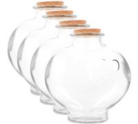 4 Pezzi Bottiglia di Vetro Ampia a Forma di Cuore | Decorazione per Matrimonio e Casa, Riempibile Sabbia, Polveri, Biglietti dei Desideri e Profumo