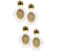 4 pezzi Bottiglia di Vetro Goffrata Oro 6,5x4,2x2cm, riutilizzabile | Tappo di Sicurezza, per Acqua Santa, Oli Essenziali e Profumo, Chiesa o Altare Domestico