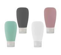 4 Pezzi Bottiglia in Silicone da Viaggio 38ml | Bocca Larga per Ricarica Facile, in Silicone e Pp, per Sapone Mani Doccia, per Viaggi e Colore Casuale Stile Casuale