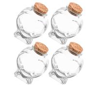 4 Pezzi Bottiglia in Vetro a Cuore con Tappo in Sughero 50ml | Trasparente, Riutilizzabile e Facile da Portare, per Messaggi, Polveri Decorative e Confezioni Regalo