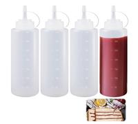 4 Pezzi Bottiglia Squeeze di Plastica, 360ml Bottiglia per Squeeze con Tappi, Trasparente Condimento Dispenser - a Prova di Perdite e Senza BPA per Ketchup, Mayo, Senape, Salse piccanti, Olio d'oliva
