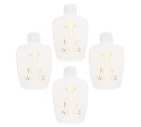 4 Pezzi Bottiglietta Santa 60ml Bianca Tappo a Vite Sicuro | Croce Decorativa e Logo, Portatile per Chiesa, Battesimi e Piccoli Campioni Liquidi