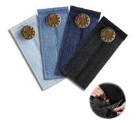 4 Pezzi Bottone Allarga Pantaloni, Allarga Pantaloni in Vita, Estensioni Elastiche per Pantaloni in Vita, Elastici Regolabili in Vita, Adatto per Jeans e Gonne, 4 Colori