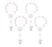 4 Pezzi Bracciale con Ciondolo Angelo, Acrilico, Decorazione | Regalo per Bambina, Bomboniera per Prima Comunione, Resistente All'usura, per Eventi e Feste Speciali