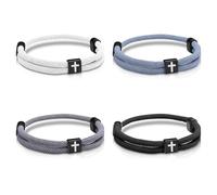 4 Pezzi Braccialetti con Croce Intrecciata Set di Braccialetti in Corda Regolabili con Croce Bracciale da Spiaggia e Surf Fatto a Mano con Corda Gioielli da Polso Religiosi Alla Moda Regali (B)