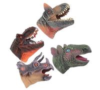 4 Pezzi Burattini da Mano Testa di Dinosauro in Vinile per Bambini | Articolazione della Mandibola, Pittura Dettagliata Realistica, Gioco di Ruolo, Attività a Coppie e Gruppi