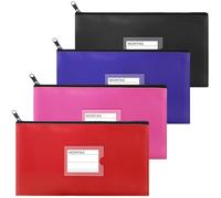 4 Pezzi Busta Porta Soldi, Cartelle con Cerniera in PU, Pochette Portadocumenti, Busta Porta Documenti A5, Impermeabili Borsa Porta Soldi con Cerniera per Cosmetici, Denaro Contante, Monete