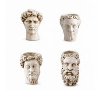4 Pezzi Busto Greco con Succulente Decorativo Fioriera a Busto Singolare