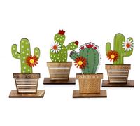 4 pezzi Cactus decorativi in legno h cm13 By Mandorle Bomboniere