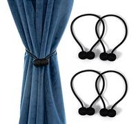 4 Pezzi Calamita Ferma Tenda, Fermatenda Magnetici Moderne, Cravatta Nera per Tende, Fibbia in Tieback per Fermatenda, Ganci per Tende per Ufficio, Soggiorno e Camera da Letto (Nero)