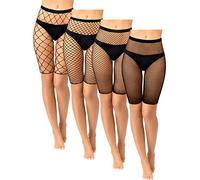 4 Pezzi Calze a Rete a Vita Alta Pantaloncini a Rete Corti Leggings Vedere Attraverso Leggings Neri Calze a Rete Coprire Pantaloncini per Le Donne, Comune, Taglia Unica