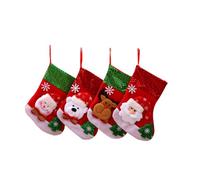 4 Pezzi Calze di Natale, Set di Calze di Babbo Natale Sacchetto Regalo di Calze di Natale da Riempire e Appendere Calzini per Albero di Natale, Decorazioni Natalizie