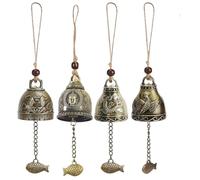 4 Pezzi Campanelli Eolici Feng Shui, Campanelli Eolici Feng Shui, Campanelli Eolici Cinesi Fengshui, Fengshui Campana d'Epoca Il Motivo del Pesce Drago, Fengshui Vintage Campana, per Giardino di Casa
