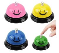 4 Pezzi Campanello da Tavolo, Chiamata Bells, Campanello per Addestramento del Cane, Reception Tavolo con Motivo Sorriso di Metallo Ristorante Dinner per Scuola Cucina Bancone Hotel Bar Servizio Pet