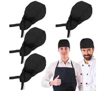 4 Pezzi Cappellino da Chef, Cappello da Cuoco Nero, Bandane Cucina per Cuoco, Cappello Cucina Regolabile, Cappelli Bandana Unisex Cucina Berretto da Lavoro per Adulti, Fornai, Hotel, Ristorante