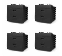 4 Pezzi Caricatore Doppio USB-C 45W, Compatibile Bticino Living International, Presa USB Tipo C da Incasso, 2 Moduli, Ricarica Rapida 5V 9V 12V 15V 3A e 20V 2.25A, Nero