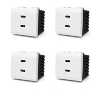 4 Pezzi Caricatore Doppio USB-C 45W, Compatibile Bticino Living Light, Presa USB Tipo C da Incasso, 2 Moduli, Ricarica Rapida 5V 9V 12V 15V 3A e 20V 2.25A, Bianco