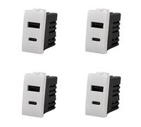 4 Pezzi Caricatore Presa USB-C + USB-A, Compatibile Con Bticino Living Light, Ricarica Rapida 5V 9V 12V 20W, Colore Bianco, Serie MBL
