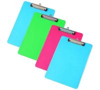 4 Pezzi Cartella Portablocco A4 in PP Trasparente Clip, Portatile | Righello Laterale Integrato, Scrittura Stabile per Appunti, per Studenti e Staff in Viaggio e Rilievi Colore Casuale