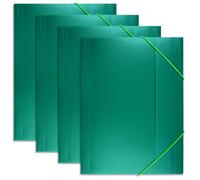 4 Pezzi Cartellina Angolare A4,31.5×23.5cm Cartelline 3 Lembi,Colore Verde Cartellina Rigida con Elastico, Materiale PP A4 Carpette Portadocumenti per Disegni,Presentazioni, Progetti e Documenti