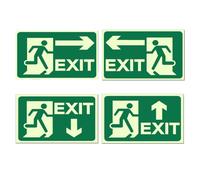 4 Pezzi Cartello Uscita Emergenza | PVC fotoluminescente + adesivi per il montaggio | Cartelli Segnaletici di Sicurezza, Segnaletica Sicurezza Sul Lavoro, Cartelli Sicurezza