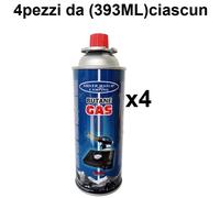 4 PEZZI CARTUCCIA BOMBOLETTA BUTANO 393ml CUCINA FORNELLO GAS CAMPEGGIO