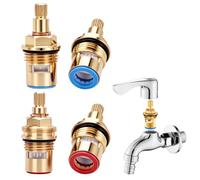 4 Pezzi Cartuccia per Rubinetto 1/2 Pollice, Miscelatore Universale in Ottone con Disco in Ceramica, Ricambio per Rubinetto Lavabo e Cucina, Vite Testa Mobile per Ristrutturazioni