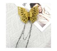 4 pezzi catena da donna nappa farfalla artiglio for capelli copricapo di grandi dimensioni clip for coda cavallo tinta unita scava fuori(Yellow)