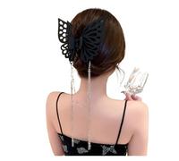 4 pezzi catena da donna nappa farfalla artiglio for capelli copricapo di grandi dimensioni clip for coda di cavallo tinta unita scava fuori(Black)