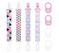 4 Pezzi Catenella Portaciuccio per Bambini,Catenella Ciuccio Tessuto Adatto per Ciucci Massaggiagengive, Set Catenelle per Ciuccio con 4 Pezzi Ciuccio Clip Adattatore per Neonato Doccia