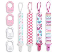 4 Pezzi Catenelle per Ciuccio, Tessuto Catenella Ciuccio, Catenella Portaciuccio, Porta Ciuccio Femmina/Maschio, Cordino Ciuccio, con 4 Pezzi Ciuccio Clip Adattatore Adatto per Ciucci Giocattoli