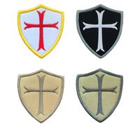 4 pezzi Cavaliere Templare Croce Targa Patch Staccabile con Patch Applicazione Tattica Militare Patch per Giacca Gilet Vestiti Zaini Cappellino Borse