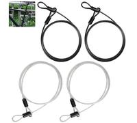 4 Pezzi Cavo di Sicurezza Lungo per Lucchetti, 3mm×100cm Cavo in Acciaio Rivestito Plastica Sicurezza, Acciaio Intrecciato Cavetto a Doppio Anello, per Mobili da Giardino,Mobili da Terrazza,Bicicletta